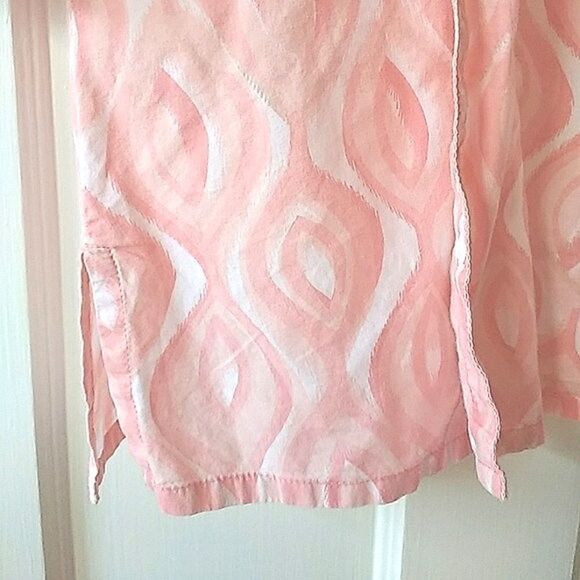 Hannah Peach & White Cotton Button-Down Blouse size M - Picture 6 of 7